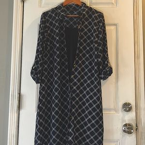 Mlle Gabrielle size L blue and white dress with blue tank slip